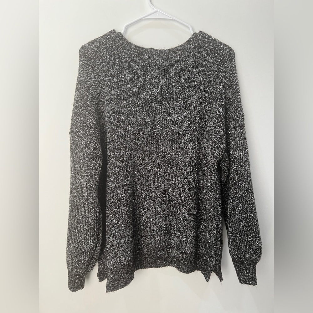 Maurices Black and Silver V-Neck Sweater - Picture 2 of 6